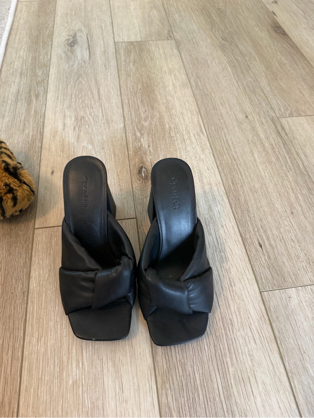 Black Knotted Slide Mules — Women